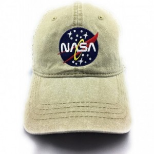 Baseball Caps Future NASA Worm Meatball Logo Embroidered Washed Space DAD Cap - Khaki - CL18582UK7L $21.30