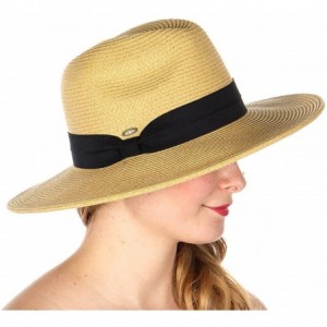 Sun Hats Beach Sun Hats for Women Large Sized Paper Straw Wide Brim Summer Panama Fedora - Sun Protection - C518DAMDZIR $33.82