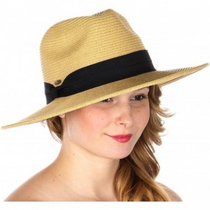 Sun Hats Beach Sun Hats for Women Large Sized Paper Straw Wide Brim Summer Panama Fedora - Sun Protection - C518DAMDZIR $19.00