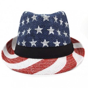 Fedoras Men's Fedora 4th of July Hat with Stars and Stripes Original American Hat - Usa Flag - CD18DW2WDD7 $12.16