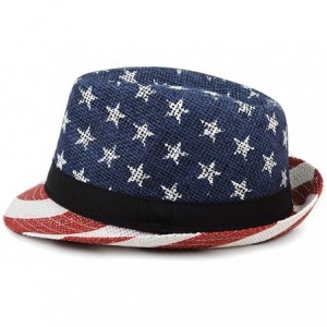 Fedoras Men's Fedora 4th of July Hat with Stars and Stripes Original American Hat - Usa Flag - CD18DW2WDD7 $12.16