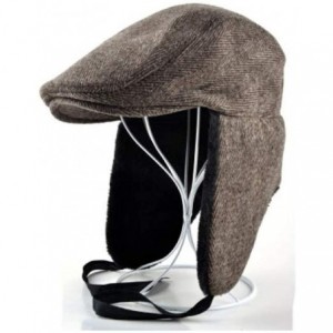 Newsboy Caps Winter Warm Mans Bomber Hats Ear Flaps Beret Hat Casual Folded Peaked Caps - Black - CT193X2MS5C $24.90