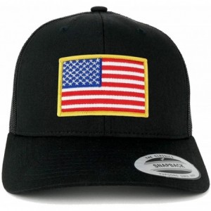 Baseball Caps American Flag Patch Snapback Trucker Mesh Cap - Black - Yellow Patch - C512ITQZ1MF $22.74