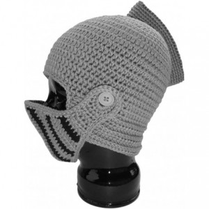 Skullies & Beanies The Famous Original Knight Helmet Hat Face Mask - Gray Black - CZ11GM8ZL9L $47.70