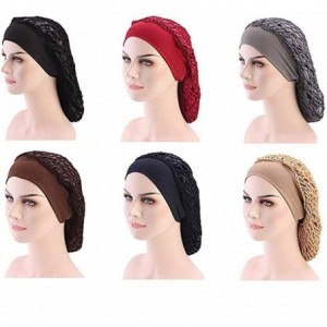 Skullies & Beanies Net Night Sleep Cap Hat Crocheted Slouchy Bonnet-Wide Band-Double Layered-Snood Hair - Red - C818L89YSS6 $...