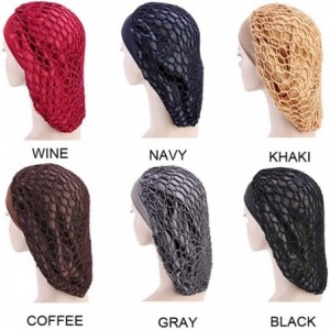 Skullies & Beanies Net Night Sleep Cap Hat Crocheted Slouchy Bonnet-Wide Band-Double Layered-Snood Hair - Red - C818L89YSS6 $...