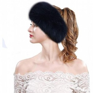 Cold Weather Headbands Women's Faux Fur Headband Elastic Head Warmer Luxurious Earmuff Snow Hat - Navy - CM18K7Q4Q20 $27.20