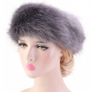 Cold Weather Headbands Women's Faux Fur Headband Elastic Head Warmer Luxurious Earmuff Snow Hat - Navy - CM18K7Q4Q20 $14.57