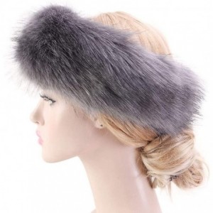 Cold Weather Headbands Women's Faux Fur Headband Elastic Head Warmer Luxurious Earmuff Snow Hat - Navy - CM18K7Q4Q20 $14.57