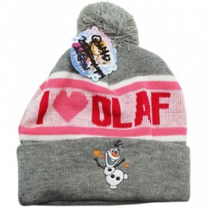 Skullies & Beanies Disney Frozen I Love Olaf Women Ladies Cuffed Pom Beanie Knit Hat Heather Winter - CA11S9KCMZ1 $26.98
