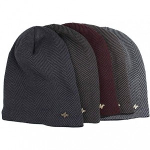 Skullies & Beanies Men Winter Skull Cap Beanie Large Knit Hat with Thick Fleece Lined Daily - F - Wine Red - CW18ZD6IKKH $13.62