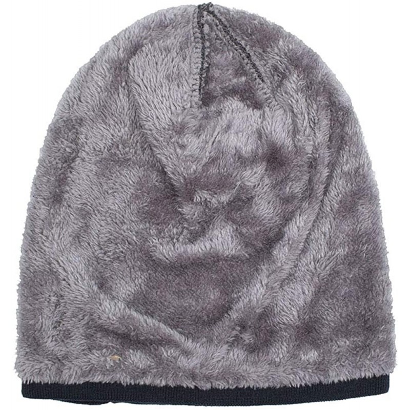 Men Winter Skull Cap Beanie Large Knit Hat with Thick Fleece Lined ...