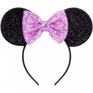 Headbands Sequins Bowknot Lovely Mouse Ears Headband Headwear for Travel Festivals - Light Purple - C718AZSMZS2 $18.84