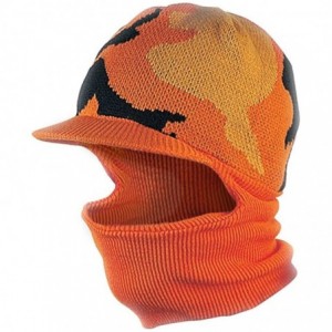 Skullies & Beanies Sports Visor Billed Knit Radar Cuff Beanie - Orange Camo Neck Gaiter - C0188II0020 $26.03