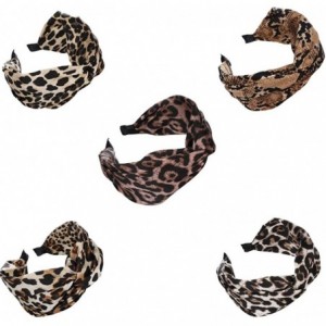 Headbands Leopard Printed Twist Knot Hairband Women Hair Head Hoop Girls Hair Headband - 5 Pc - C018TATRWWY $29.37