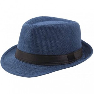 Fedoras Mens Vintage 20s Hat Classic Gentleman Manhattan Structured Trilby Fedora Brim Casual Jazz Hat with Band - C618XK5RI9...