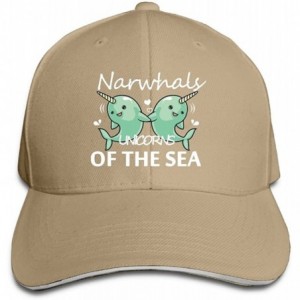 Skullies & Beanies Unisex Sandwich Peaked Cap Narwhals Unicorns of The Sea Adjustable Cotton Baseball Caps Black - Natural - ...
