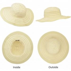 Bucket Hats Women Summer Beach Hat Packable Striped Floppy Wide Brim Sun Protection Travel Hats - Beige1 - CF18D0EX36M $23.98