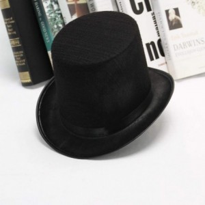 Fedoras Vintage Style Felt Top Hat Costume Party Dress Up Hats Magician Ringmaster Costume Top Hat - Black - CK194EH8Y56 $10.02