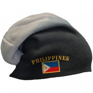 Skullies & Beanies Slouchy Beanie for Men & Women Philippines Flag Embroidery Skull Cap Hats 1 Size - Black Grey - CX12ESMMR0...