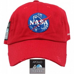 Baseball Caps Skylab NASA Hat with Special Edition Patch - Red Distressed - C5186AZX40Y $46.52