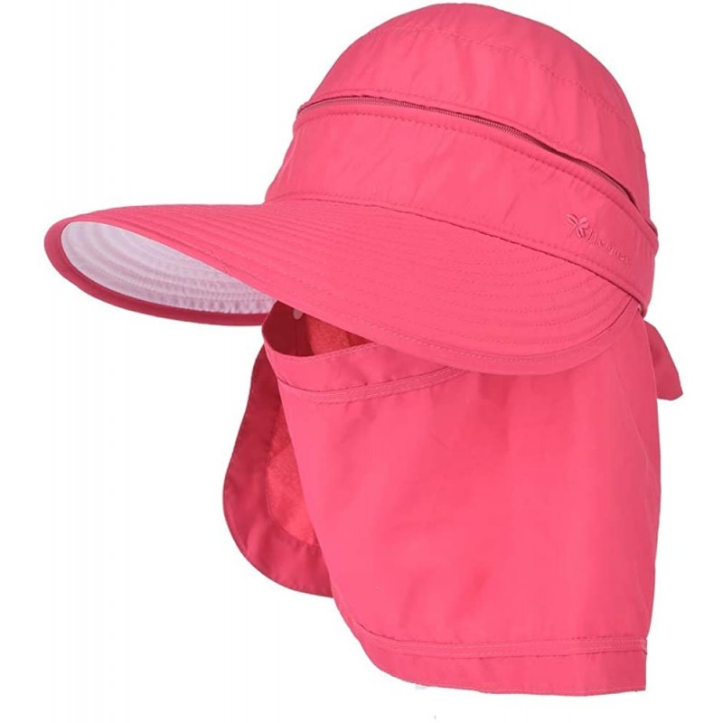 Sun Hats Women 3 in 1 Zip Off Wide Brim Folding Sun Hat UV Protection Neck Face Flap Cap Summer Outdoor Beach Visor Hats - CU...