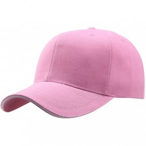 Baseball Caps Unisex Women Men Classic Adjustable Baseball Cap Washed Snapback Hip-Hop Plain Dad Hat Sunhat - Pink - C818O75M...