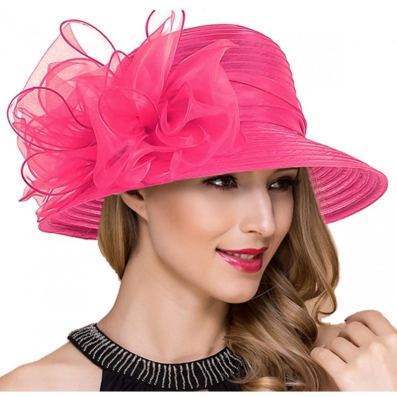 Bucket Hats Lady Church Derby Dress Cloche Hat Fascinator Floral Tea Party Wedding Bucket Hat S051 - Rose - CM18C8HDDCC $50.67