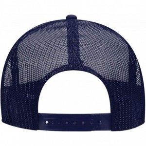 Baseball Caps Polyester Foam Front 5 Panel High Crown Mesh Back Trucker Hat - Nvy/Wht/Nvy - CU12FN6O09T $24.91
