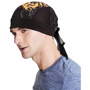 Headbands Sweat Wicking Beanie Skull Cap Adjustable Cycling Hat Wrap Dew Rag Women Men - Dragon - CD18E5HXKYG $19.43