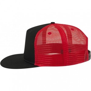 Baseball Caps Square Flat Visor SNAP 5 Panel Mesh Back Trucker Snapback Hat - Blk/Blk/Red - C612NTYH4L8 $11.16