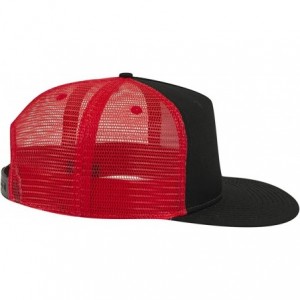 Baseball Caps Square Flat Visor SNAP 5 Panel Mesh Back Trucker Snapback Hat - Blk/Blk/Red - C612NTYH4L8 $11.16