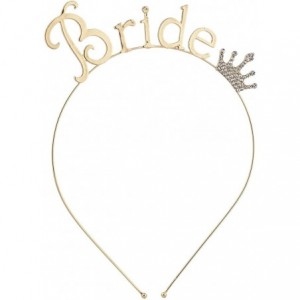 Headbands Silver Tone Rhinestone Crown Bride Bridal Bachelorette Headband - Gold - CD12ODTF6RR $18.34