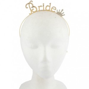 Headbands Silver Tone Rhinestone Crown Bride Bridal Bachelorette Headband - Gold - CD12ODTF6RR $8.20