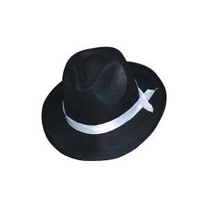 Fedoras Black Gangster Fedora Hat with White Band - CQ11FQ12VO3 $36.20