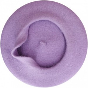 Berets Women Wool Beret Hat French Style Solid Color - Lilac - C0194GSAWO3 $10.76