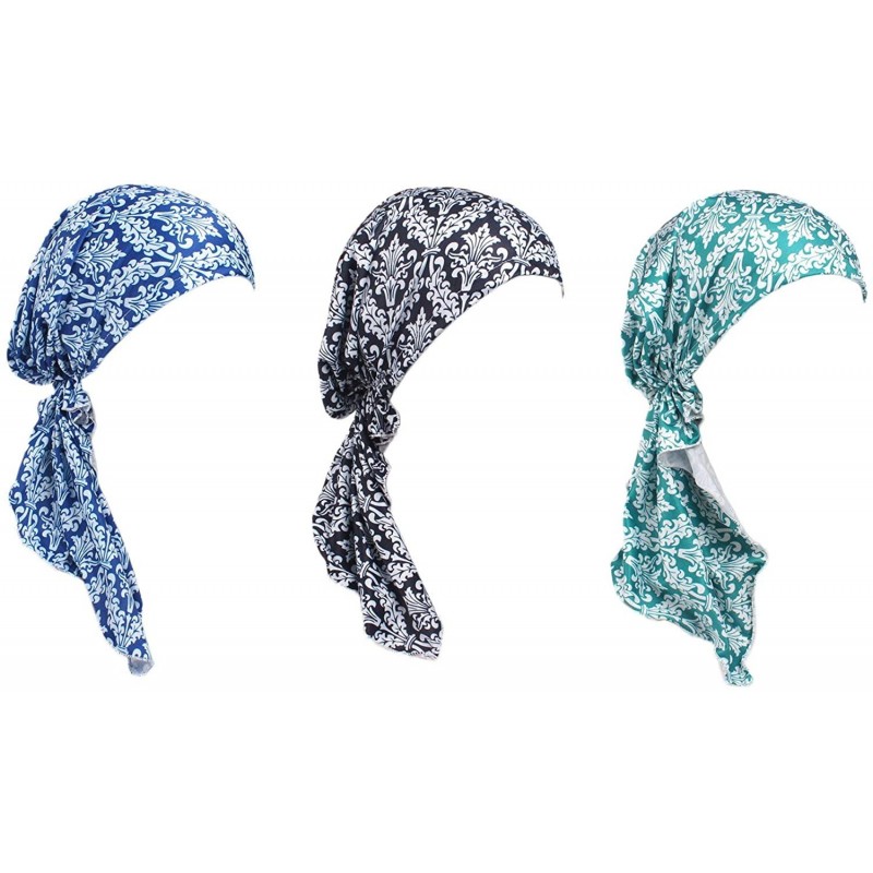 Skullies & Beanies 3 Pack Women's Chemo Hat Turban Head Scarves for Cancer Patient (Blue- Black- Green) - CF1856CMWH0 $46.40