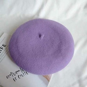 Berets Women Wool Beret Hat French Style Solid Color - Lilac - C0194GSAWO3 $10.76