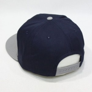 Baseball Caps Premium Plain Cotton Twill Adjustable Flat Bill Snapback Hats Baseball Caps - 70 Gray/Navy - C012MSJ2HLR $14.44