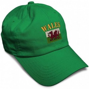 Baseball Caps Soft Baseball Cap Wales Flag Embroidery Dad Hats for Men & Women Buckle Closure - Kelly Green - CN18YSW5KRT $31.91