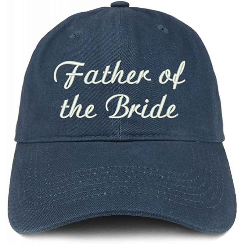 Baseball Caps Father of The Bride Embroidered Wedding Party Brushed Cotton Cap - Navy - CK18CUKT8MH $15.55