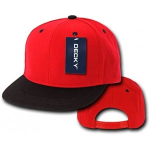 Baseball Caps 2Tone Flat Bill Snapbacks - Red/Black - CE1199Q9W7F $11.54