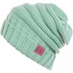 Skullies & Beanies Unisex Plain CC Beanie Cap Warm Thick Bubble Knit Winter Ski Hat - Light Mint - CV18IKGZDHE $24.65