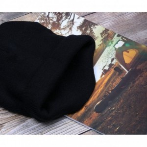 Skullies & Beanies Thick Plain Knit Beanie Slouchy Cuff Toboggan Daily Hat Soft Unisex Solid Skull Cap - Black - CT188ZD87YH ...