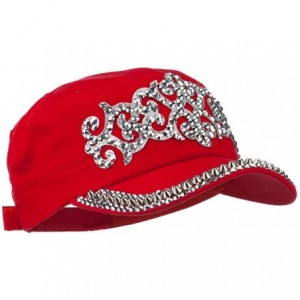 Baseball Caps Jewel Military Cap with Medieval Design - Red - CU11P5HKI8J $50.84