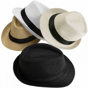 Sun Hats Unisex Summer Panama Straw Fedora Hat Short Brim Beach Sun Cap Classic - 011 Pack for 4 Colros - CF18CYKW5R3 $54.31
