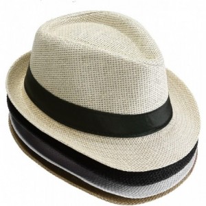 Sun Hats Unisex Summer Panama Straw Fedora Hat Short Brim Beach Sun Cap Classic - 011 Pack for 4 Colros - CF18CYKW5R3 $31.21