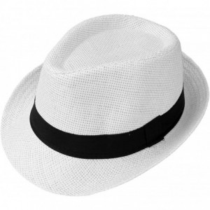 Sun Hats Unisex Summer Panama Straw Fedora Hat Short Brim Beach Sun Cap Classic - 011 Pack for 4 Colros - CF18CYKW5R3 $31.21