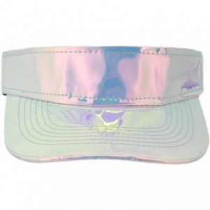 Bucket Hats Women Unisex PU Visors Wide Brim UV Protective Sportswear Visors Golf Tennis Sunhat - Silver&white - CB18E7M2MIZ ...