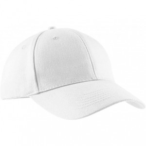 Baseball Caps Port & Company Men's Brushed Twill Cap - White - CH11QDRWG8P $21.43